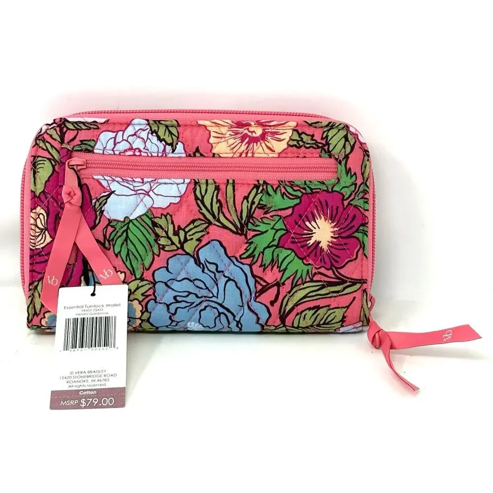 Vera Bradley Vibrant Gardenias Essential Turnlock Wallet Large EXACT NWT Floral - Picture 2 of 12